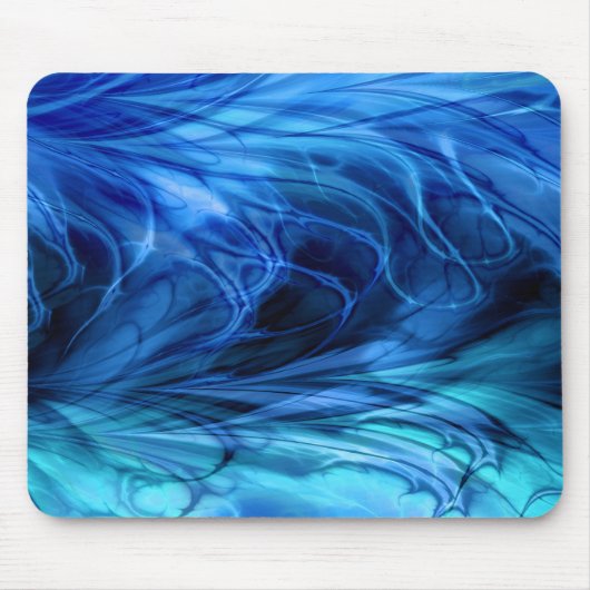 Fractal Marble Blue Mousepad Muismat (Voorkant)