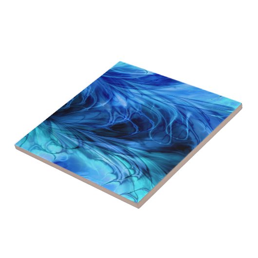 Fractal Marble Blue Tegeltje (Zijkant)