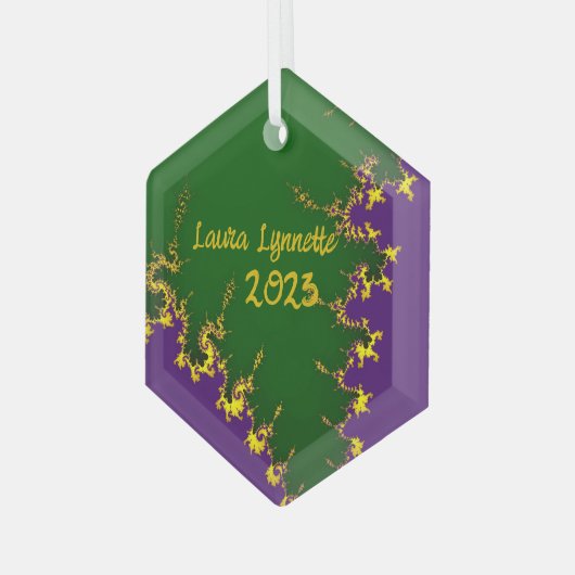 Fractal Mardi Gras Tree Glas Ornament (Voorkant links)