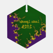 Fractal Mardi Gras Tree Glas Ornament (Achterkant)