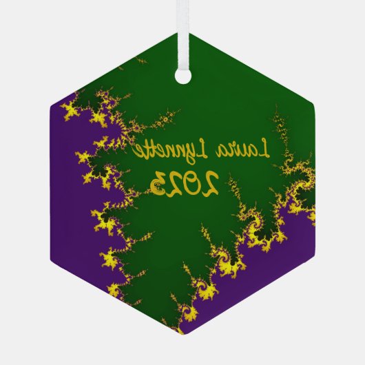Fractal Mardi Gras Tree Glas Ornament (Achterkant)