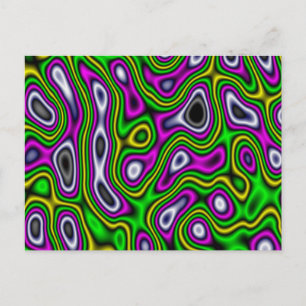 Fractal Maze Yellow Green Magenta Briefkaart
