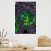 Fractal met groene en Paarse wervelkolom Poster (Keuken)