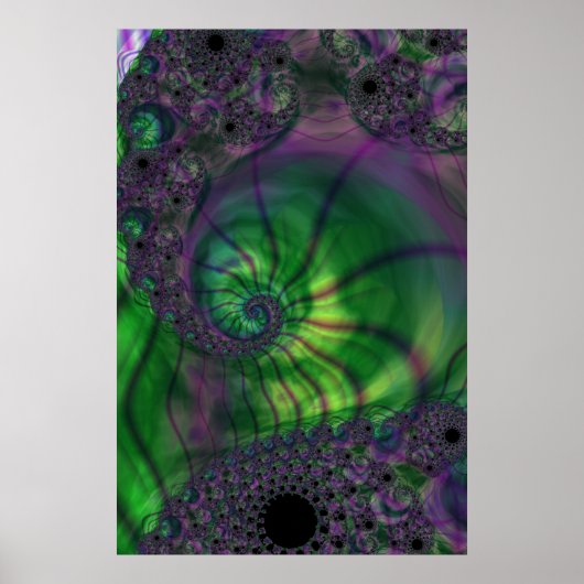 Fractal met groene en Paarse wervelkolom Poster (Voorkant)
