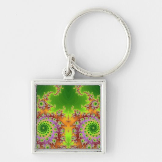 Fractal met groene ogen sleutelhanger (Voorkant)