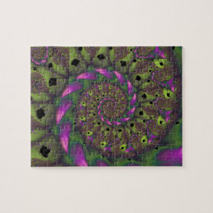 Fractal met groene Paarse en roze petaalvormen Legpuzzel