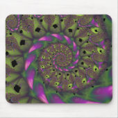 Fractal met groene Paarse en roze petaalvormen Muismat (Voorkant)