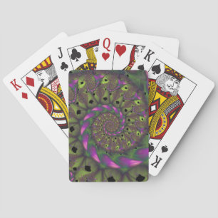 Fractal met groene Paarse en roze petaalvormen Pokerkaarten