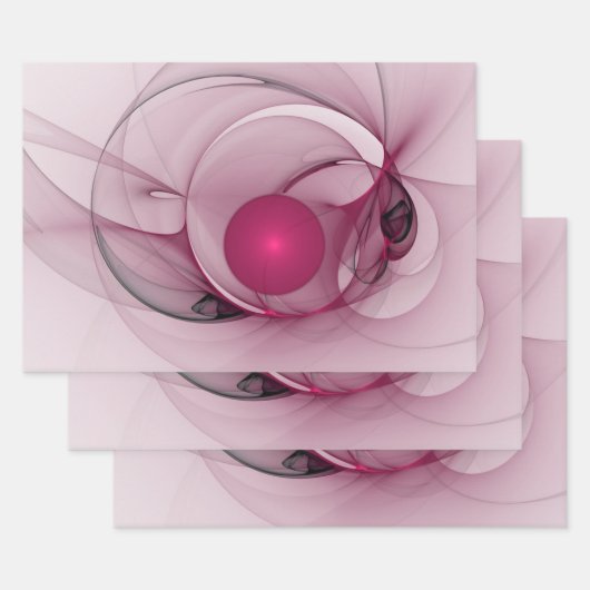 Fractal, moderne Abstracte Berry roze kunst Inpakpapier Vel (Set)