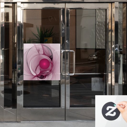 Fractal, moderne Abstracte Berry roze kunst Raamsticker (Kantoordeur)