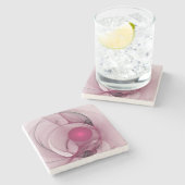 Fractal, moderne Abstracte Berry roze kunst Stenen Onderzetter (Zijkant)