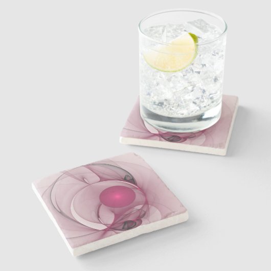 Fractal, moderne Abstracte Berry roze kunst Stenen Onderzetter (Zijkant)