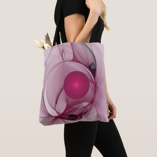 Fractal, moderne Abstracte Berry roze kunst Tote Bag (Dichtbij)