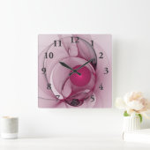 Fractal, moderne Abstracte Berry roze kunst Vierkante Klok (Huis)