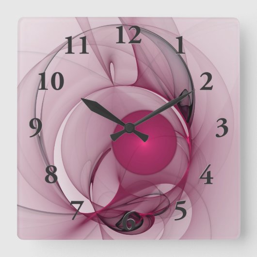 Fractal, moderne Abstracte Berry roze kunst Vierkante Klok (Voorkant)