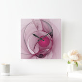 Fractal, moderne Abstracte Berry roze kunst Vierkante Klok (Huis)