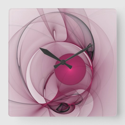 Fractal, moderne Abstracte Berry roze kunst Vierkante Klok (Voorkant)