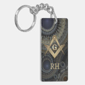 Fractal Monogrammed Masonic Sleutelhanger (Voorkant Links)
