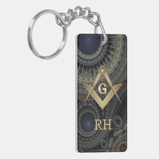 Fractal Monogrammed Masonic Sleutelhanger (Voorkant Links)