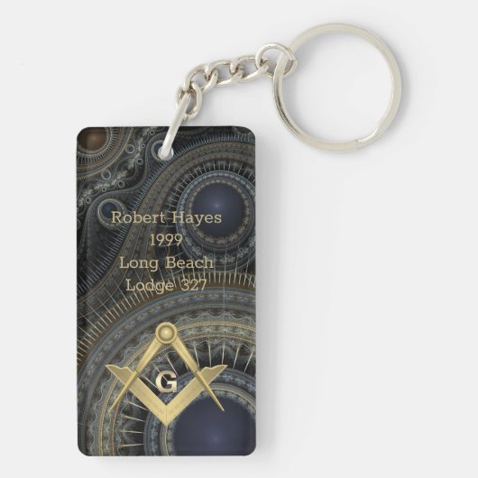 Fractal Monogrammed Masonic Sleutelhanger (achterkant)