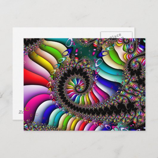 Fractal Multicolor Spiral Briefkaart (Voorkant / Achterkant)