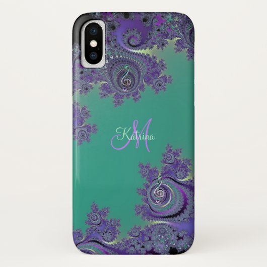 Fractal Music Clef Monogram iPhone X Hoesje (Achterkant)