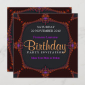 Fractal Nights Birthday Party Invitation Kaart (Voorkant / Achterkant)