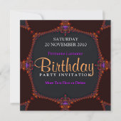 Fractal Nights Birthday Party Invitation Kaart (Voorkant)