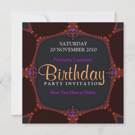 Fractal Nights Birthday Party Invitation Kaart (Voorkant)