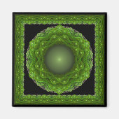 Fractal omgeven groen ornament magneet (Voorkant)