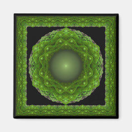 Fractal omgeven groen ornament magneet