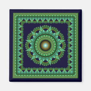 Fractal omlijst kleurrijke ster mandala magnet