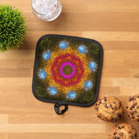 Fractal ontwerp heldere kleuren pannenlap (Top down)