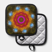 Fractal ontwerp heldere kleuren pannenlap (Voorkant / Achterkant)