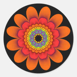 Fractal Oranje Flower Power Stickers