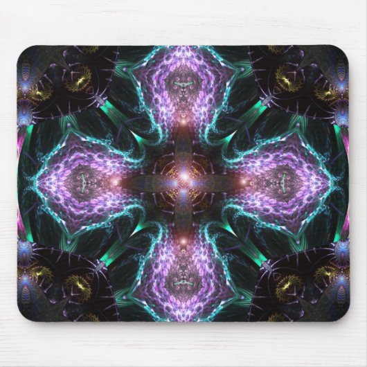 Fractal Paars Cross Mousepad Muismat (Voorkant)