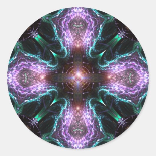 Fractal Paars Cross Sticker (Voorkant)