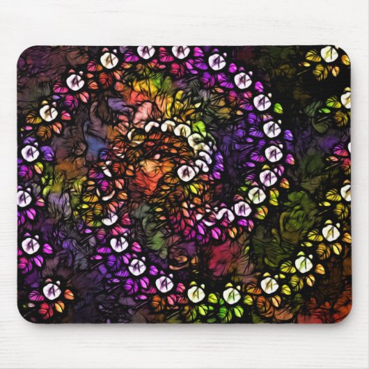 fractal paarse floral Psychedelic Rainbow Spiral Muismat (Voorkant)
