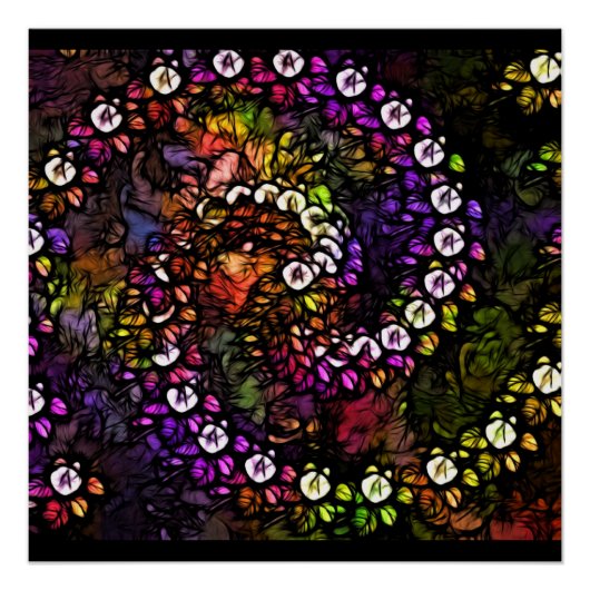 fractal paarse Psychedelic Rainbow Spiral Trippy Perfect Poster (Voorkant)