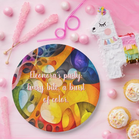 Fractal Party Vrolijke Chaos 9" Ronde Papieren Bordje (Feest)