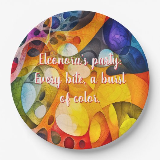 Fractal Party Vrolijke Chaos 9" Ronde Papieren Bordje (Voorkant)