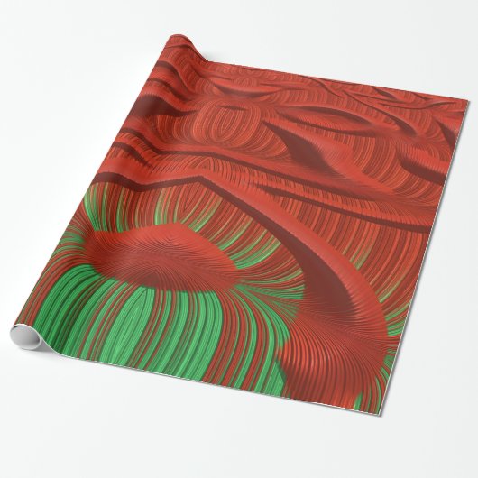 ~ Fractal Pattern Red Green ~ Kerstmis ~ Cadeaupapier (Uitgerold)