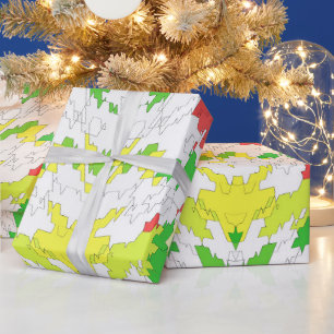 ~ Fractal Pattern Red Green Yellow ~ Kerstmis ~ Cadeaupapier
