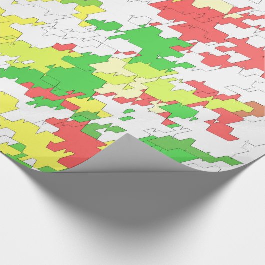 ~ Fractal Pattern Red Green Yellow ~ Kerstmis ~ Cadeaupapier (Hoek)