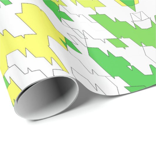 ~ Fractal Pattern Red Green Yellow ~ Kerstmis ~ Cadeaupapier (Rol Hoek)