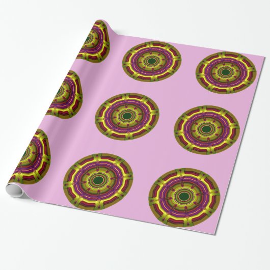 ~ Fractal Pattern Yellow Purple Shades ~ Wrapping  Cadeaupapier (Uitgerold)