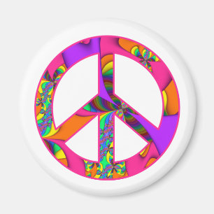 Fractal Peace Sign Color Me Bright Magnet