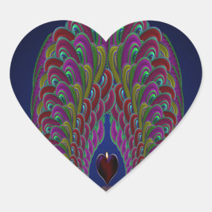 Fractal Peacock Heart Hart Sticker