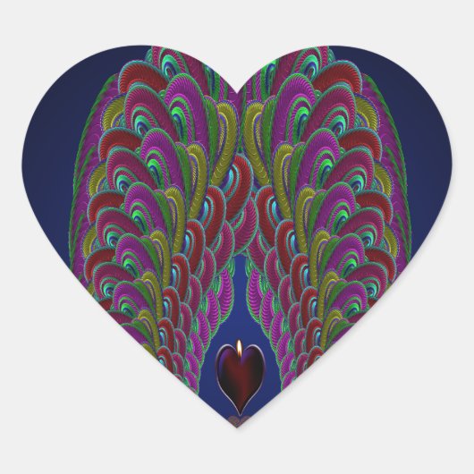 Fractal Peacock Heart Hart Sticker (Voorkant)