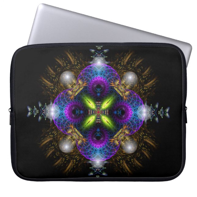 Fractal Pearls Geometric Art Notitieboek Laptop Sleeve (Voorkant)